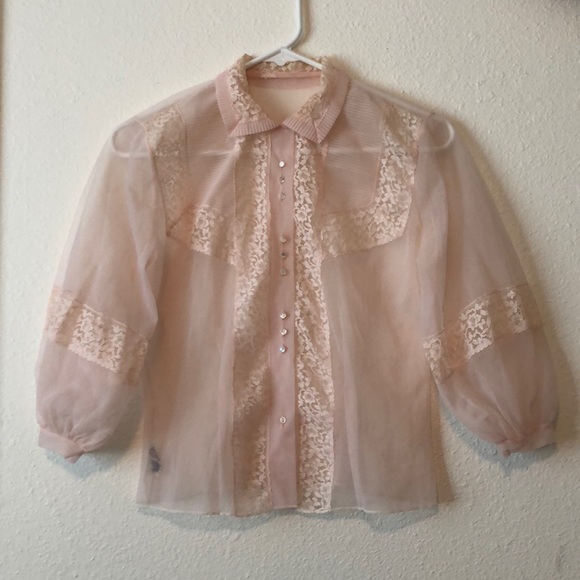 Vintage Lee Mar 1920’s Mesh and Lace Blouse - Picture 1 of 4